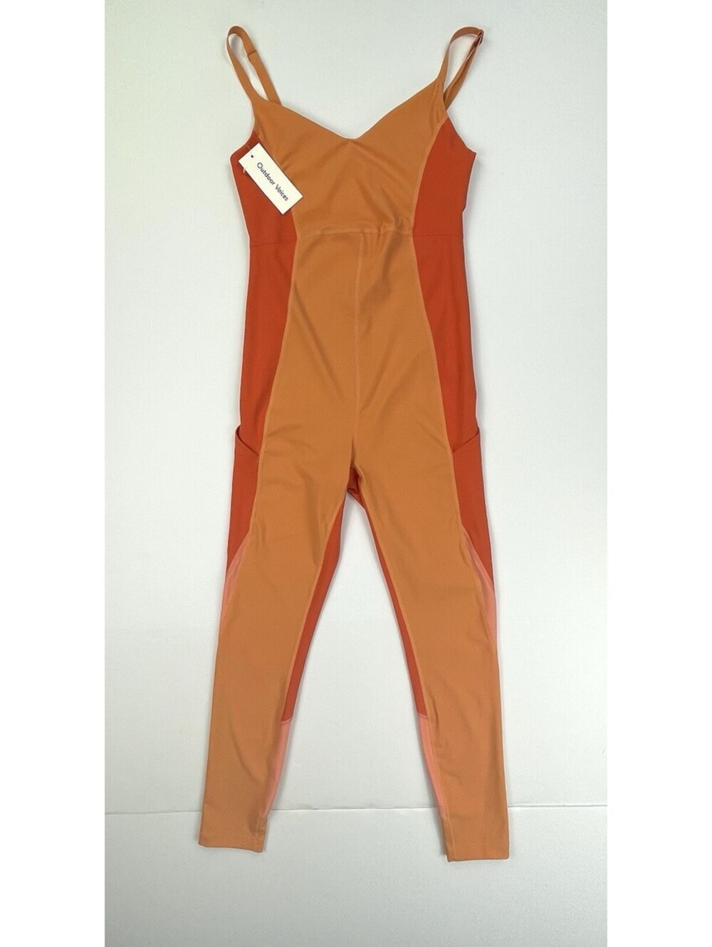 NWT Outdoor Voices SuperForm Zoom Full Length Bodysuit Jumpsuit Orange Peach S
